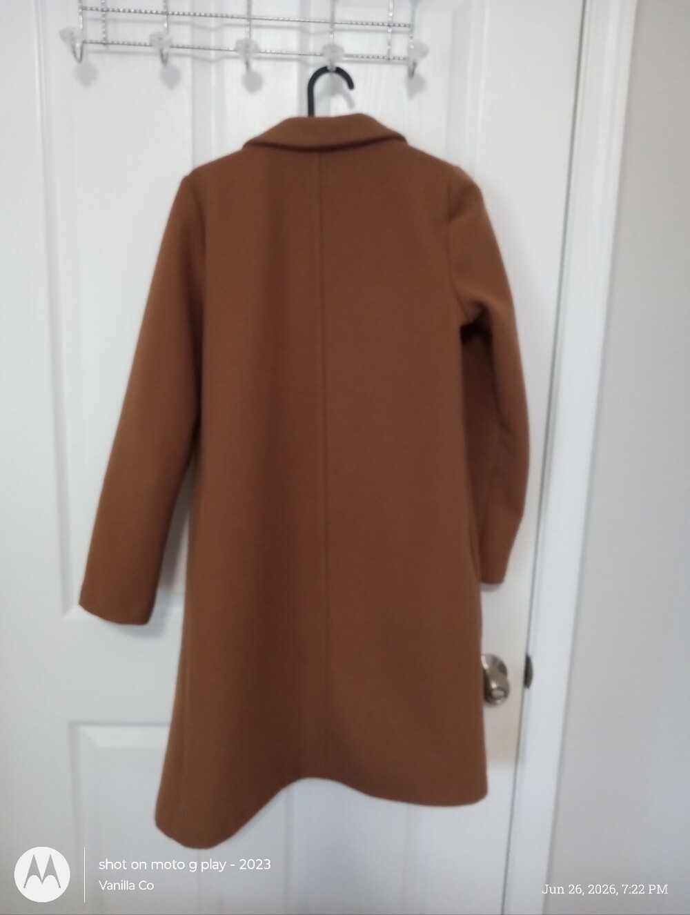 Zara Basic Soft Camel Coat Long Open Front Size Small - Picture 4 of 9